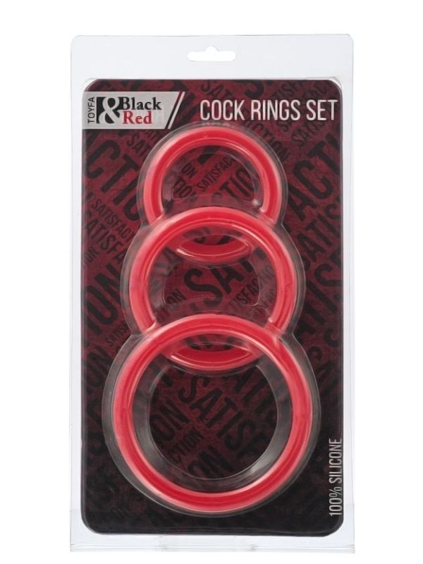 Censan Black & Red Penis Halkası Seti Silikon Kırmızı Ø6/5/4 cm