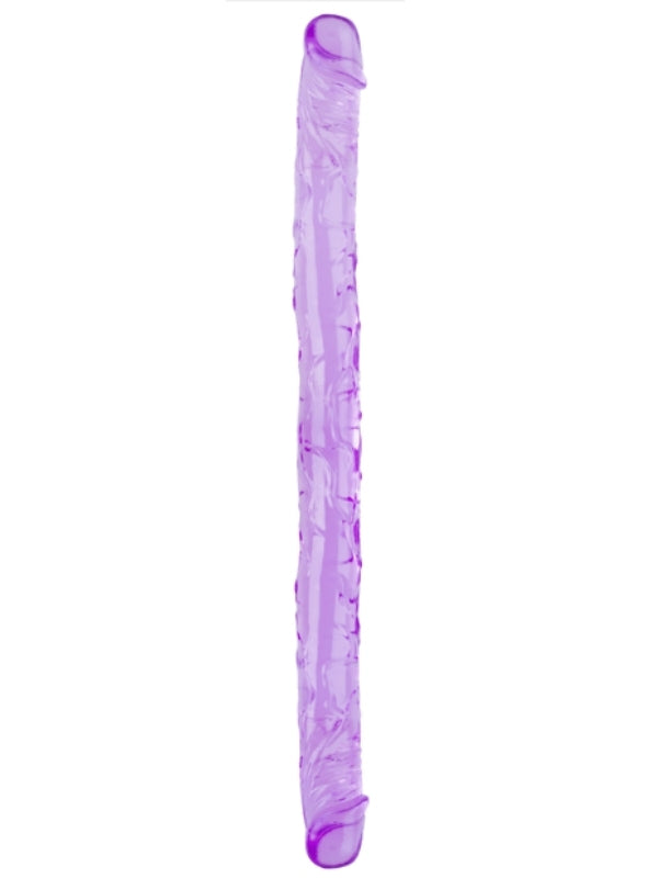 Çift Taraflı Esnek Dildo 34 cm – Gerçekçi Dokulu Mor Renk
