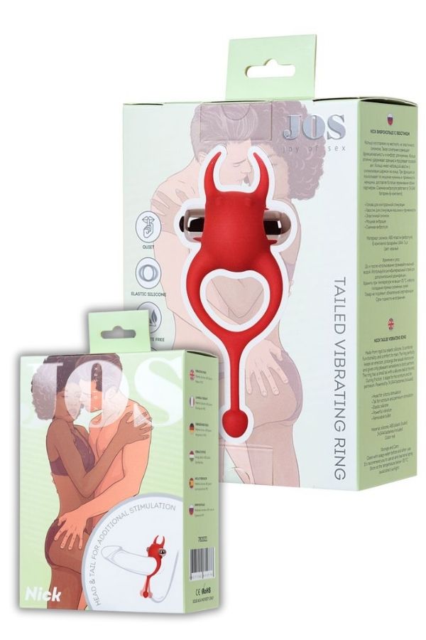 Jos Nick Kuyruklu ve Titreşimli Kırmızı Penis Halkası