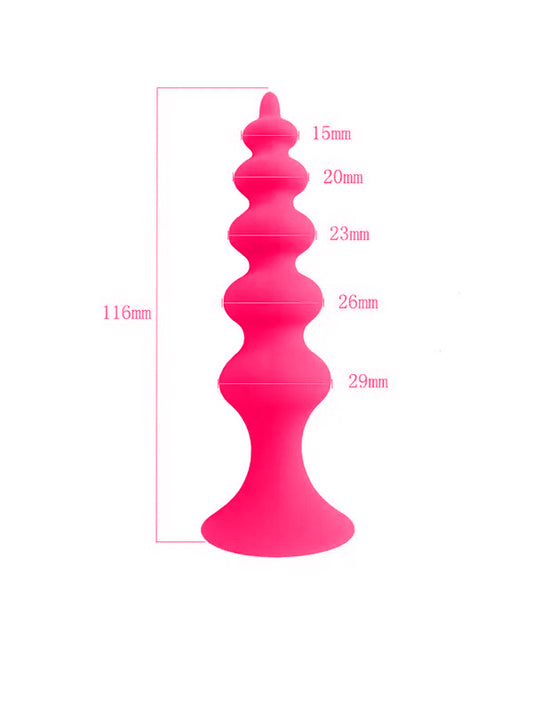 Censan Vantuzlu Boğumlu Silikon Anal Plug Pembe