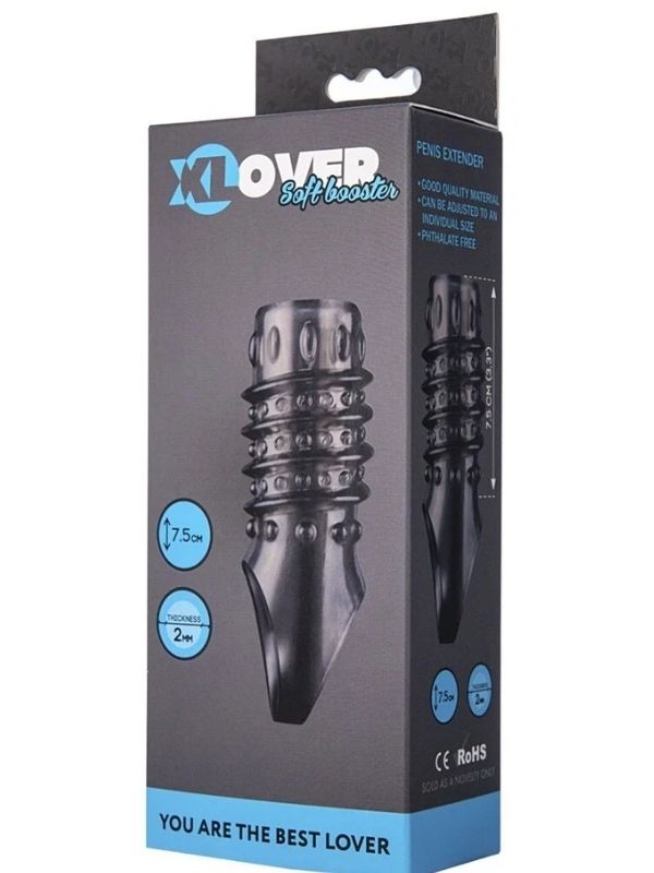 Censan XLover Penis Extender Kılıfı TPE Siyah Şeffaf 7.5 cm