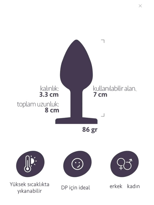 Paslanmaz Çelik Anal Plug Tıkaç Kırmızı Taşlı