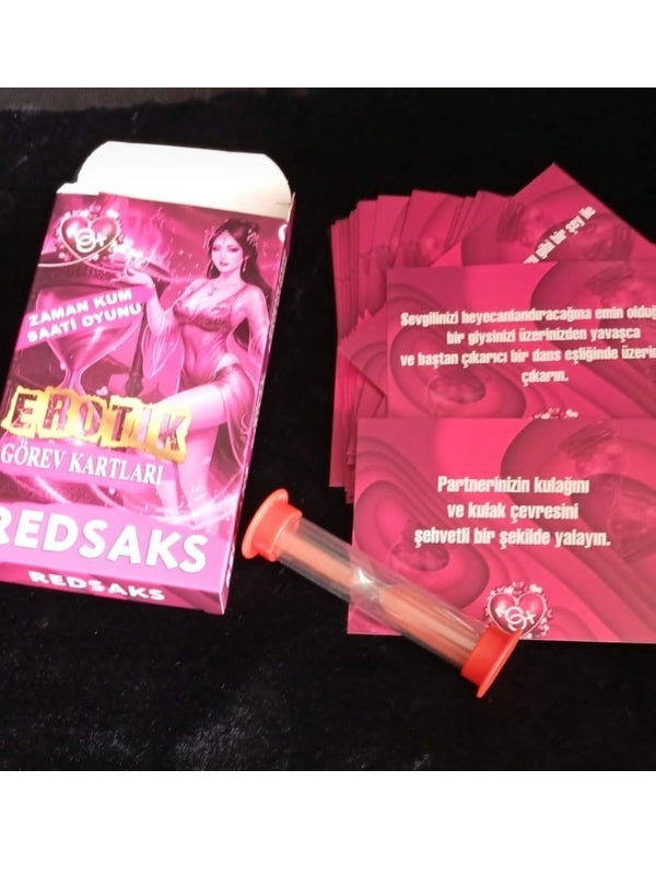 RedSaks Zaman Kum Saati Çiftler Oyunu – 1 Dakikalık Tutku ve Eğlence Görev Kartlarıyla Romantik Oyun Seti