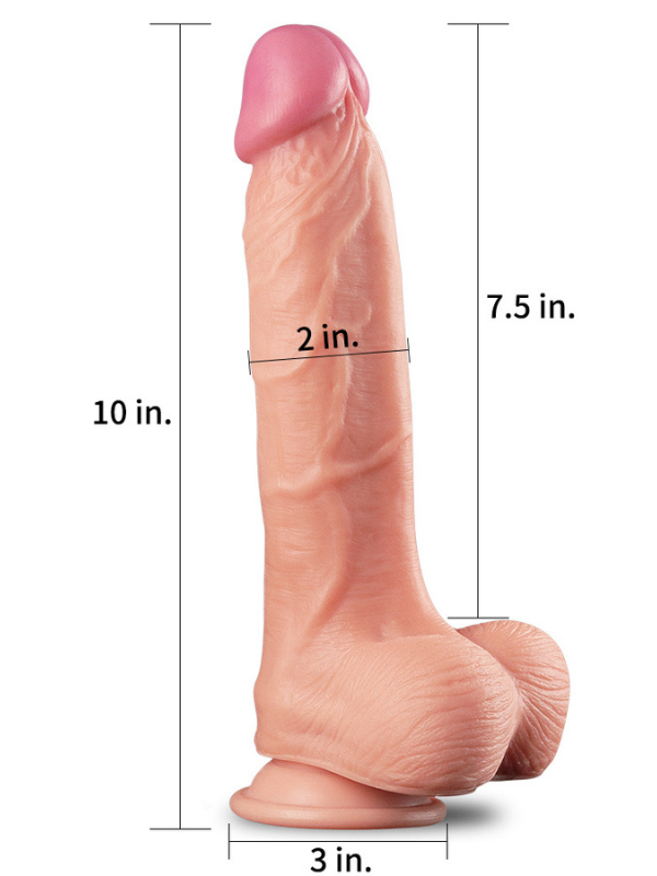  10 İnç Dual Layer Platinum Silicone Cock Dildo
