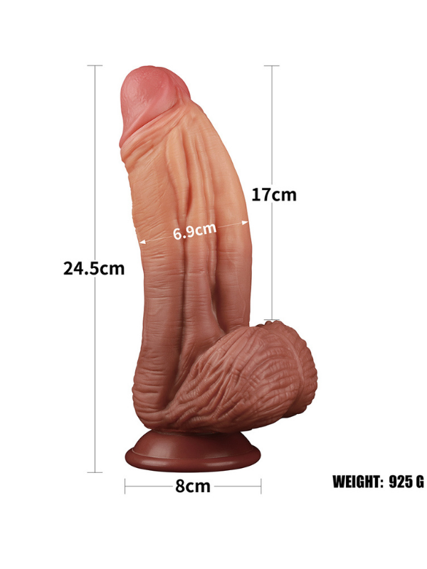  10 İnç Dual layered Platinum Silicone Cock Dildo