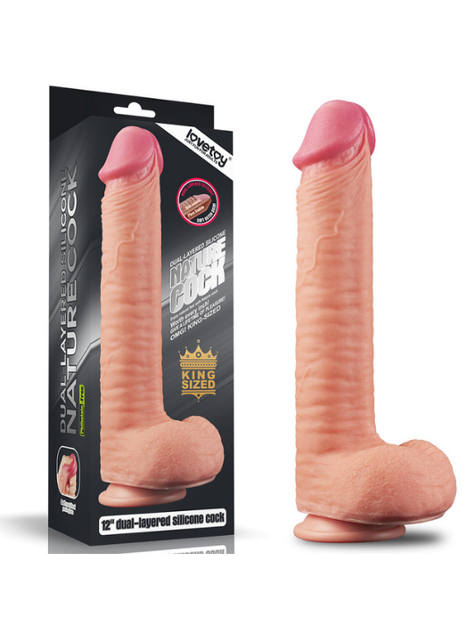  12 İnç Dual Layered Platinum Silicone Cock Dildo