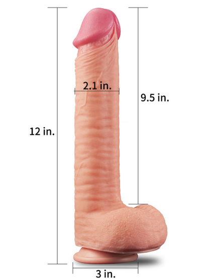  12 İnç Dual Layered Platinum Silicone Cock Dildo