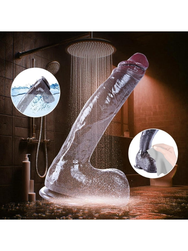 Censan 26 cm Black Giant XXL Gerçekçi Silikon Dildo – Güçlü Vakum Tabanlı, Kalın ve Esnek Tasarım