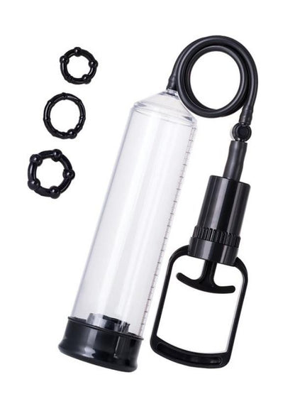 Censan 3 halkalı Penis Pompası, PVC siyah 23,5 cm 3 halkalı