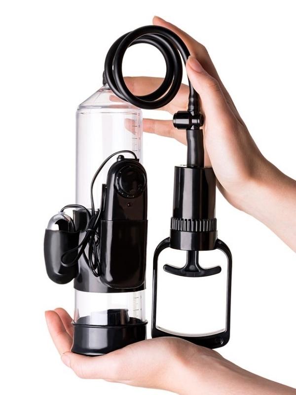  3 halkalı Titreşimli penis pompası PVC Siyah 22,8 cm