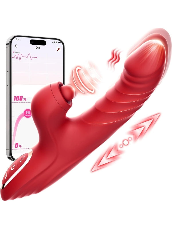 Censan 4in1 – Kırmızı Zarafet, Dört Fonksiyon Bir Arada Telefon Aplikasyonlu Modern Vibratör