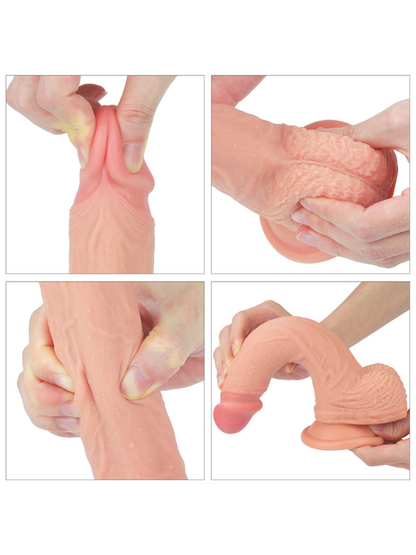  8.5 İnç Dual layered Platinum Silicone Cock Ten Dildo