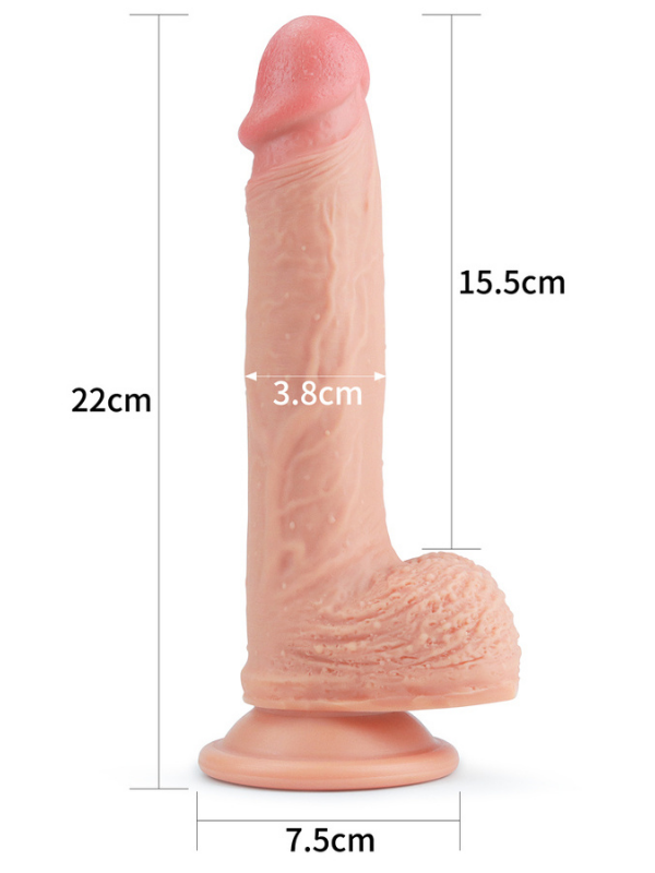  8.5 İnç Dual layered Platinum Silicone Cock Ten Dildo