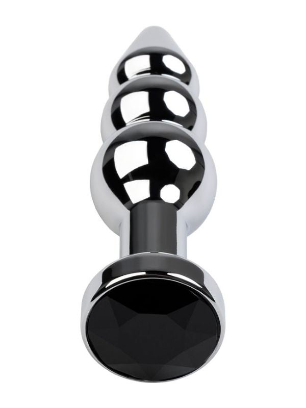  Anal Plug Metal gümüş siyah kristalli 11 cm