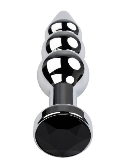  Anal Plug Metal gümüş siyah kristalli 11 cm