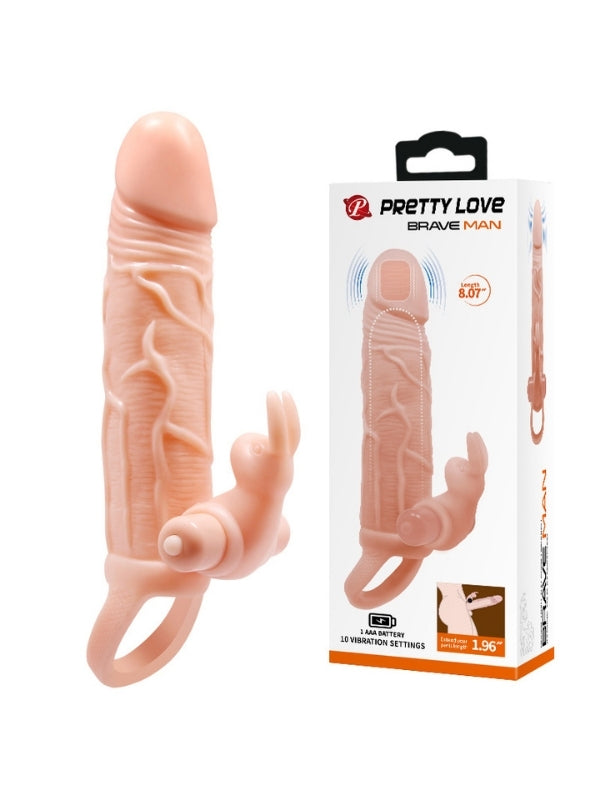  Brave Man Gerçekçi Görünümlü Titreşimli Penis Kılıfı