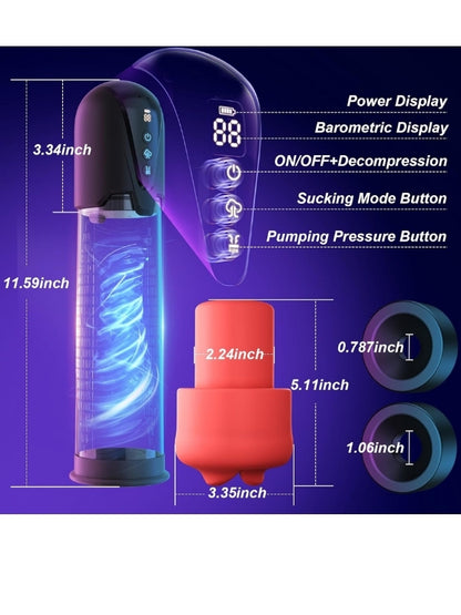  Cafatop 3’ü 1 Arada Erkek Vakum Pompası ve Mastürbatörü – Elektrikli Otomatik Emiş, Penis Büyütücü ve 2 Yedek Kılıf + 3 Penis Halkası, Pembe İç Kılıf, USB Şarjlı