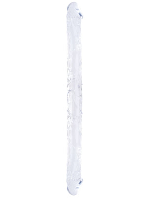  Çift Taraflı Esnek Dildo 34 cm – Gerçekçi Dokulu Şeffaf Renk