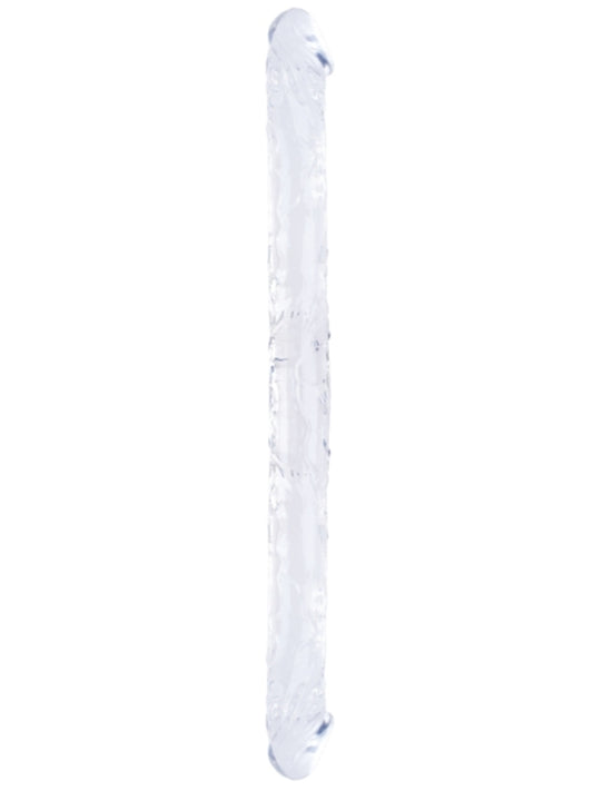 Censan Çift Taraflı Esnek Dildo 34 cm – Gerçekçi Dokulu Şeffaf Renk
