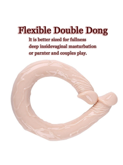 Censan Çift Taraflı Esnek Dildo 40 cm – Gerçekçi Dokulu Ten Renk