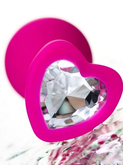  Diamond Heart Anal Plug Pembe 8 cm