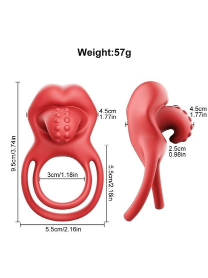 Censan G-Noktası Uyarımlı Dilli Titreşimli Penis Halkası – Çift Yönlü Zevk