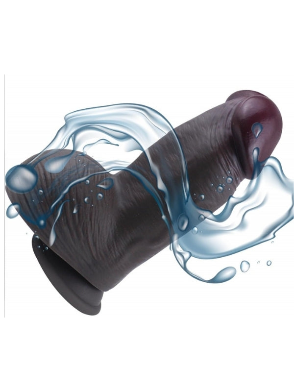  Gerçekçi Tasarımlı Geniş Çaplı Vakum Tabanlı Silikon Dildo 21 cm Siyah