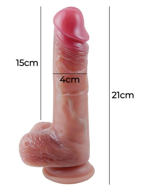  Gerçekçi Tasarımlı Vakum Tabanlı Silikon Dildo 21 cm