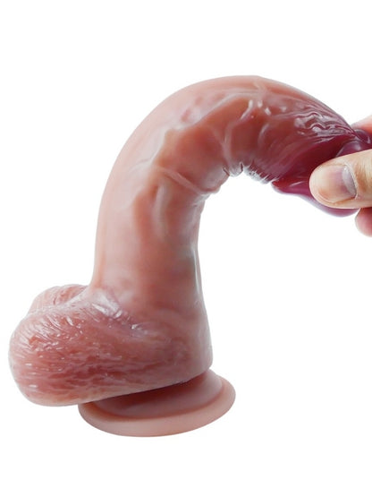  Gerçekçi Tasarımlı Vakum Tabanlı Silikon Dildo 21 cm