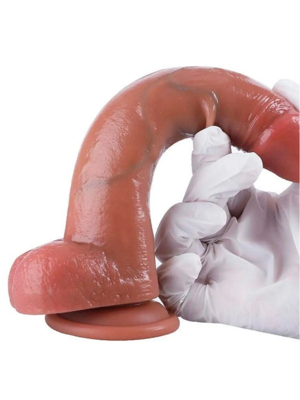  Gerçekçi Tasarımlı Vakum Tabanlı Silikon Dildo 21,6 cm