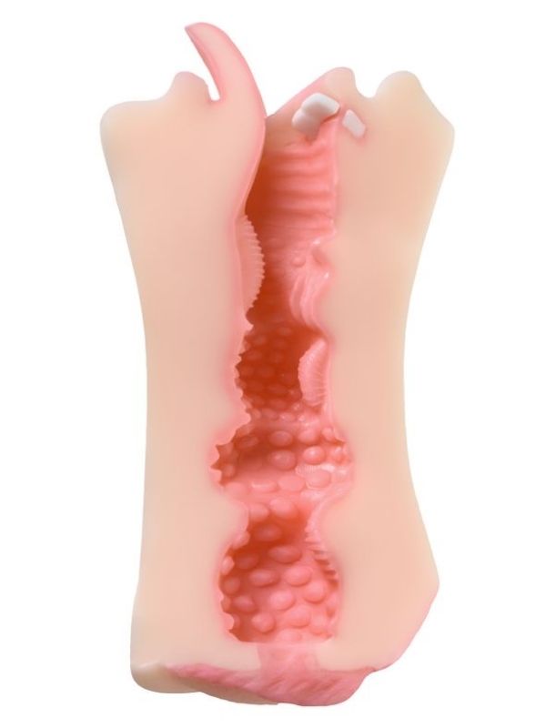  Juicy Pussy Masturbator Realistik Fruity Tongu, Ağız ve Vajina TPE Ten 19 cm