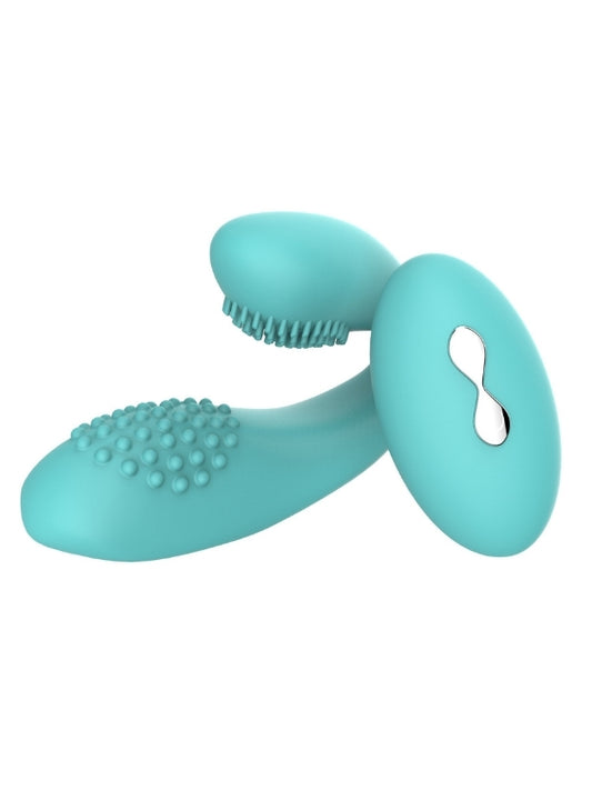  Kablosuz Kumandalı Tırtıklı Klitoris ve G-Spot Uyarıcı 2 in 1 Çift C Vibratör