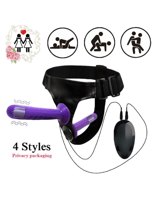 Censan Mor Double Dong Titreşimli Belden Bağlamalı Çift Taraflı Bisex Dildo Vibratör