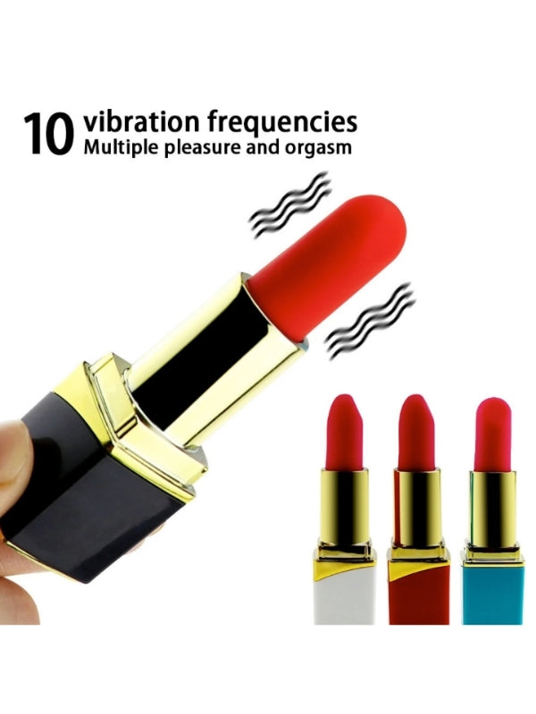  Ruj Şeklinde Mini Vibratör – 10 Mod, Şarjlı, Gizli Tasarım, Güçlü Titreşim