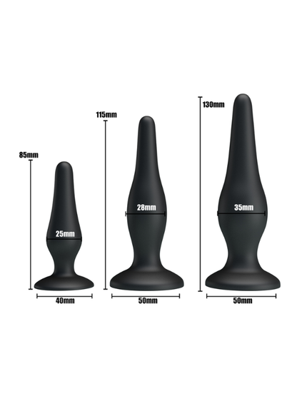 Censan Siyah Silikon Anal Tıkaç Set