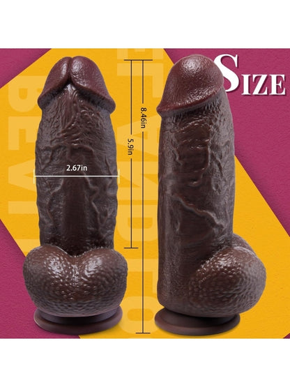  Siyah SuperLove Realistik Dual Density Dildo – 21 cm Güçlü Emme Tabanlı Vücut Dostu Silikon