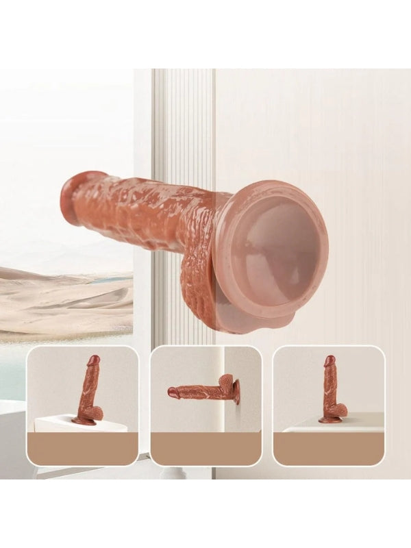 Censan Su Fışkırtma Fonksiyonlu Gerçekçi Vantuzlu Melez Dildo