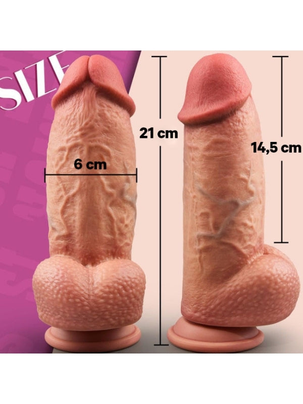  SuperLove Realistik Dual Density Dildo – 21 cm Güçlü Emme Tabanlı Vücut Dostu Silikon