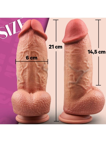  SuperLove Realistik Dual Density Dildo – 21 cm Güçlü Emme Tabanlı Vücut Dostu Silikon