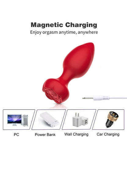  Telefon Kontrollü Full Covered Rubber Rose Anal Plug – Siyah