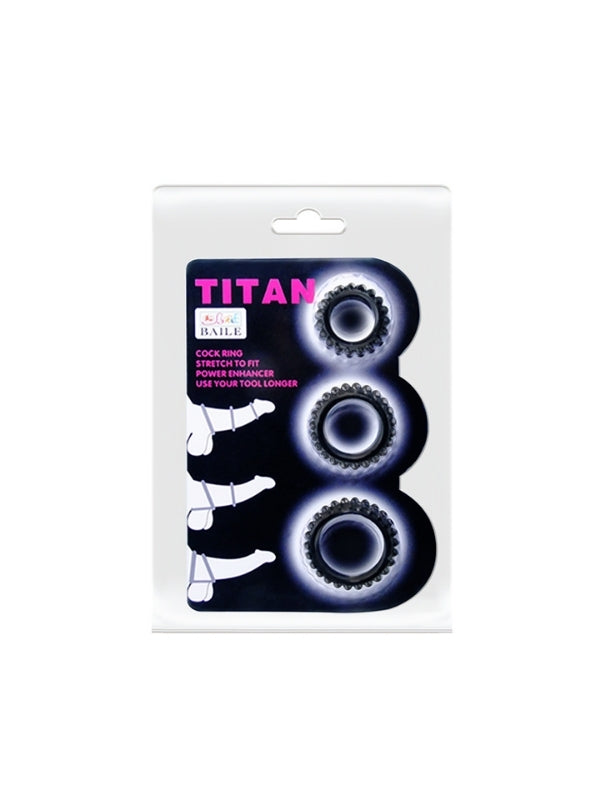 Censan Titan 3'lü Siyah Esnek Penis Halkası Seti