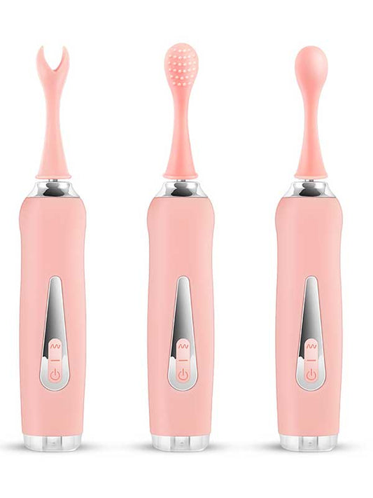  Üç Başlıklı Değiştirilebilir Vibratör Pembe