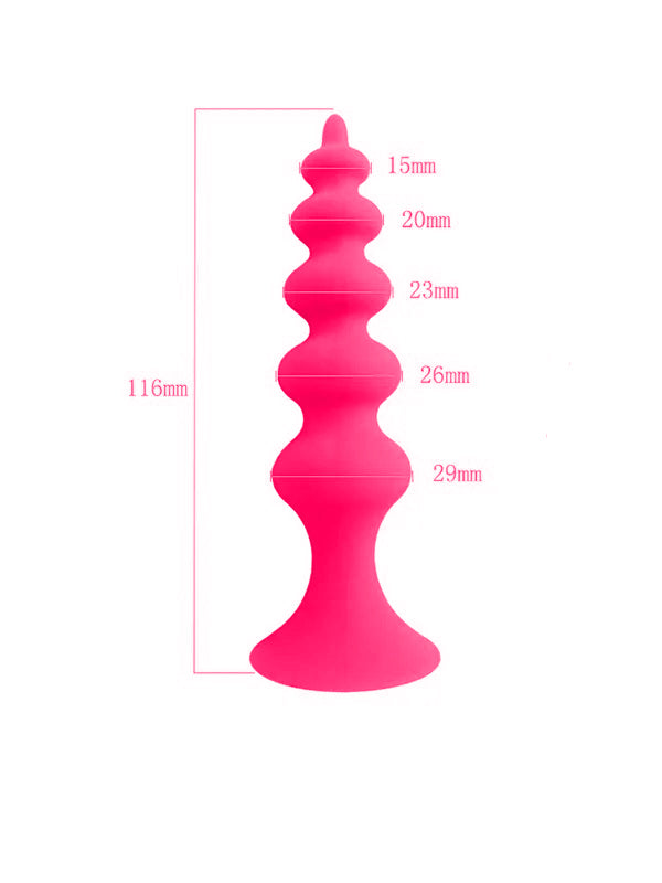 Censan Vantuzlu Boğumlu Silikon Anal Plug Pembe