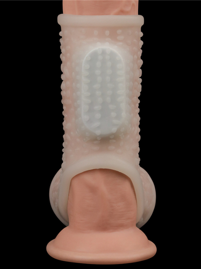 Censan Vibrating Drip Knights Ring with Scrotum Sleeve (Beyaz)