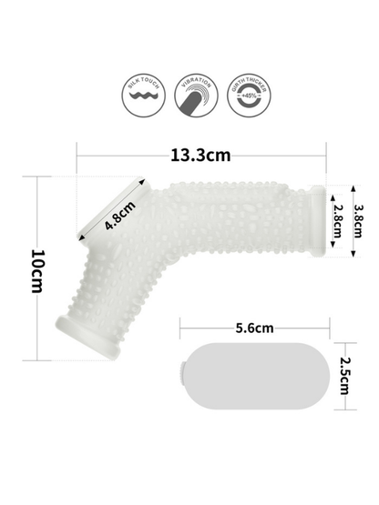 Censan Vibrating Drip Knights Ring with Scrotum Sleeve (Beyaz)