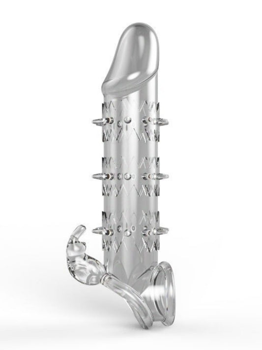  Wolf Warrior Crystal Şeffaf Dokulu Penis Kılıfı – Esnek TPE Malzeme, Gerçekçi His, 13.8 cm