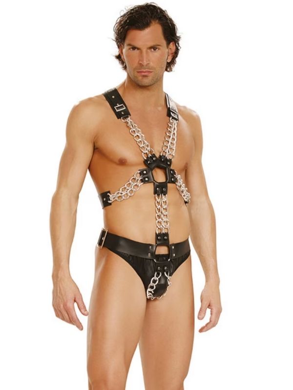  Zincir Detaylı Erkek Harness Model 2
