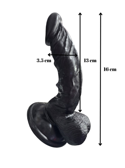Gerçekçi Testisli Siyah Dildo 16 cm