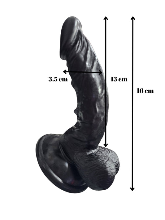Gerçekçi Testisli Siyah Dildo 16 cm