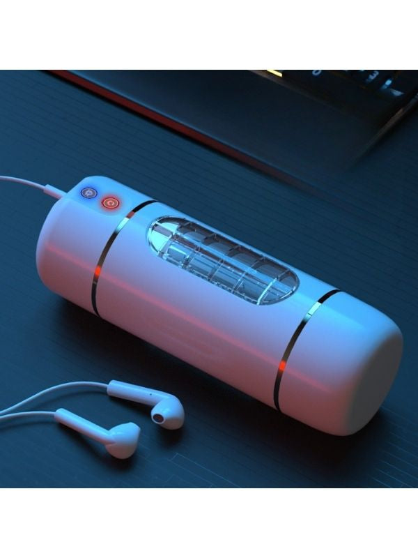 USB Şarjlı 10 Mod Titreşimli Sesli Akıllı Mastürbatör Beyaz